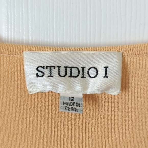 Studio 1 Y2K Vintage Thin Silky Floral Embellished Open Front Cardigan Peach 12 - Picture 4 of 11